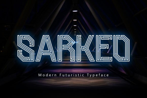 Sarkeo Futuristic Font for Editorial Design and Publication Branding
